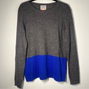 Clements Roberto Cashmere Knit Gray and Blue Long Sleeve Top Size L